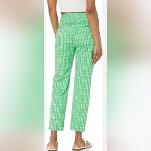 Trina Turk Sz 6 Moss 2 Crop Pant Green Herringbone Bold Stretch Capri $298 Ret!